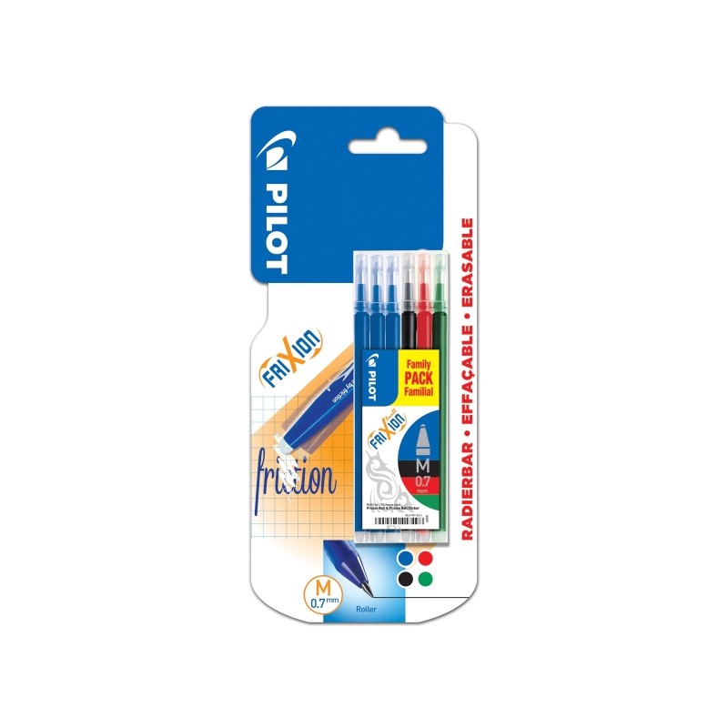 Pilot Refill Confezione da 6 ricariche per Frixion Ball e Frixion Clicker - Punta a sfera rotonda 0.7 mm - Tratto 0.4 mm