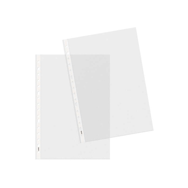 Dohe Basic Plus Confezione da 100 maniche multi-trapano Folio formato 16 fori - Polipropilene ruvido - Qualità Basic Pl