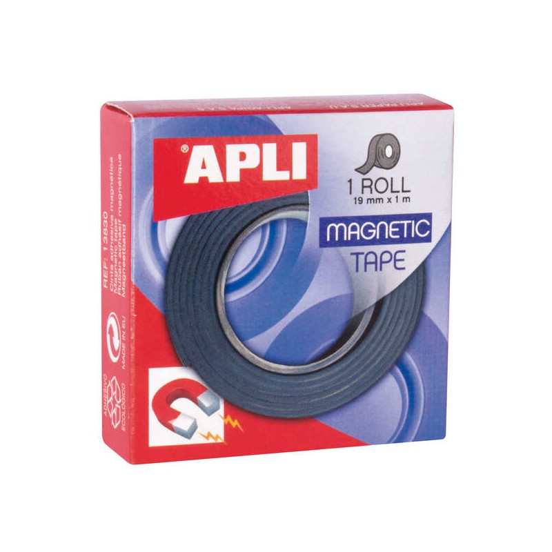 Nastro adesivo magnetico Apli 19 mm x 1 m - Facile da tagliare e attaccare - Ideale per l'artigianato e l'organizzazione