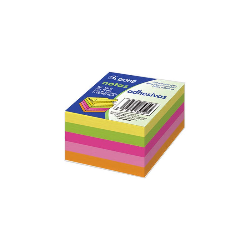 Dohe Cubo di 250 foglietti riposizionabili - Formato 50x50 mm - Carta da 75 g/m² - Ideale per l'ufficio e la scuola - C