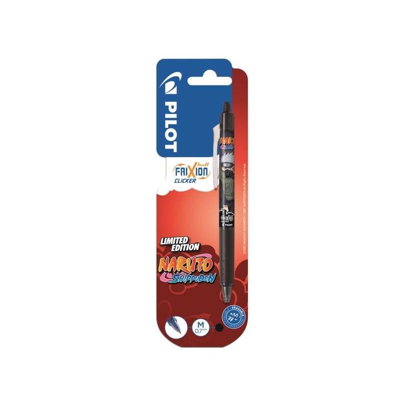 Pilot Frixion Clicker Naruto Shippuden Penna gel retraibile - Punta a sfera 0.7 mm - Tratto 0.4 mm - Grip Grip - Colore 