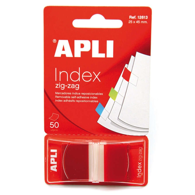 Apli Stickers Pellicola adesiva a zig zag 45x25 mm Dispenser da 50 - Facile da applicare - Design a zig zag - Rosso