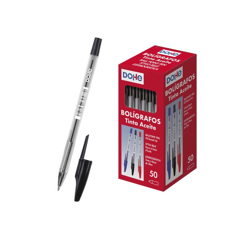Penne a sfera Dohe a base di olio - Punta a sfera in metallo da 1 mm - Linea da 0.4 mm - Corpo trasparente e cappuccio v