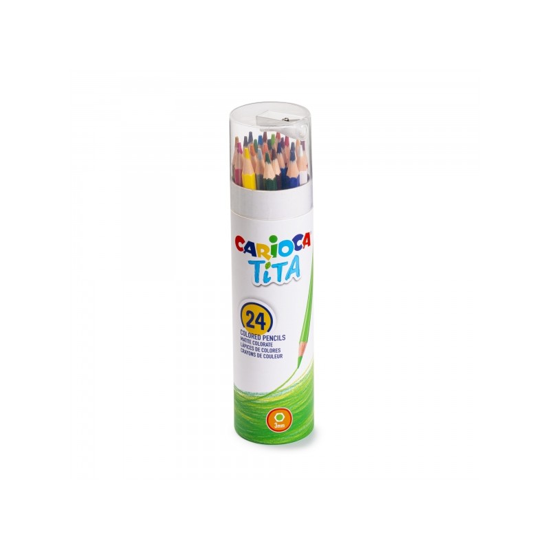 Carioca Tita Confezione da 24 matite in resina - Corpo esagonale - Colori brillanti e lavabili - Scrittura morbida - Tem