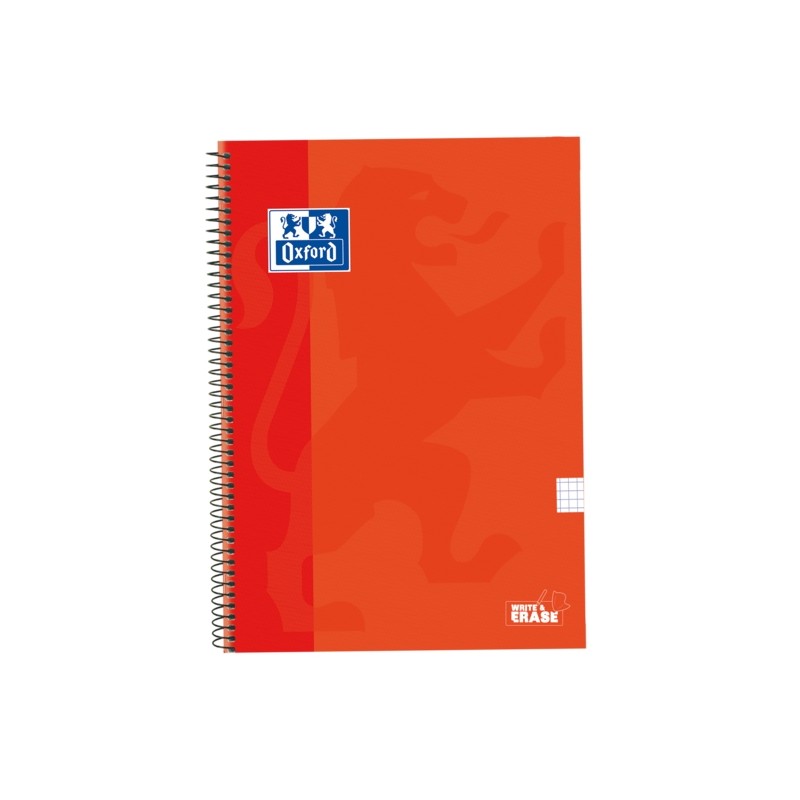 Quaderno a spirale Oxford School Classic Rilegato a spirale WriteeErase - Folio 4x4 con margine - 80 fogli - Colore aran