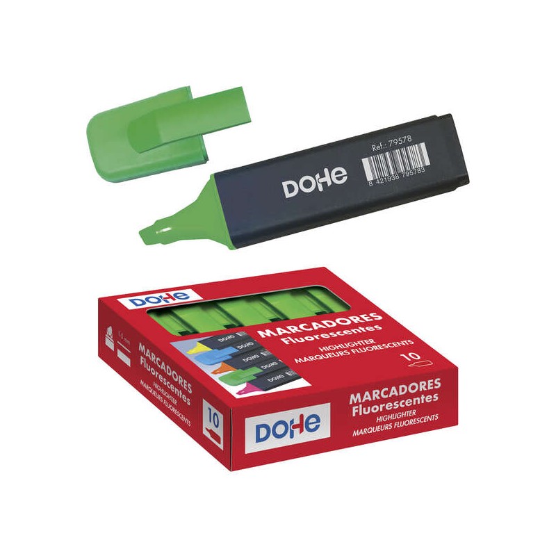 Pennarelli fluorescenti Dohe - Punta smussata da 1 a 5 mm - Clip a cappuccio - Adatti a tutti i tipi di carta - Colore v