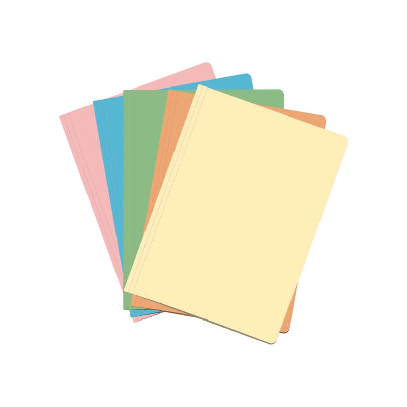Dohe Confezione da 50 cartelline in cartoncino - Formato Folio - Fessura per fissaggio - Colori chiari assortiti