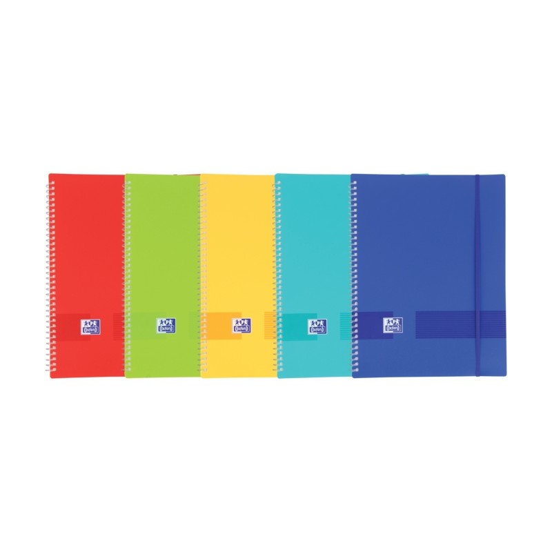 Quaderno Oxford Live e Go A4 - Copertina in plastica opaca - Rilegato a spirale - 40 tasche - Colori vivaci