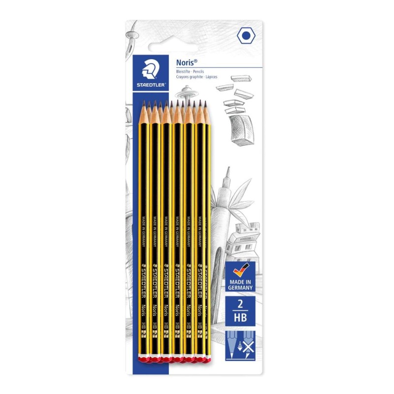 Staedtler Noris 120 Confezione da 12 matite di grafite esagonali HB - Resistente agli urti - Legno proveniente da forest