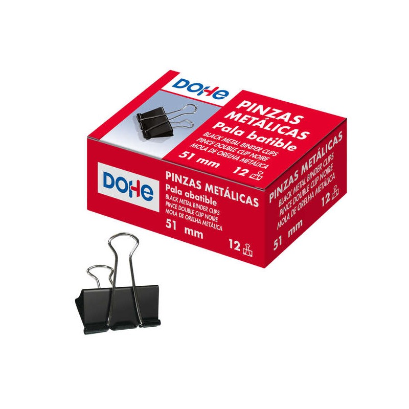 Dohe 12 fermagli per carta in metallo - 50 mm - Acciaio resistente - Colore nero