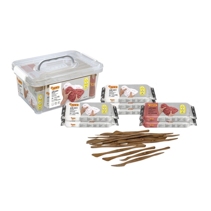Jovi Air Dry Pack con 7 confezioni di pasta da modellare da 500gr ciascuna + 20 spatole - Asciugatura all'aria - Facile 
