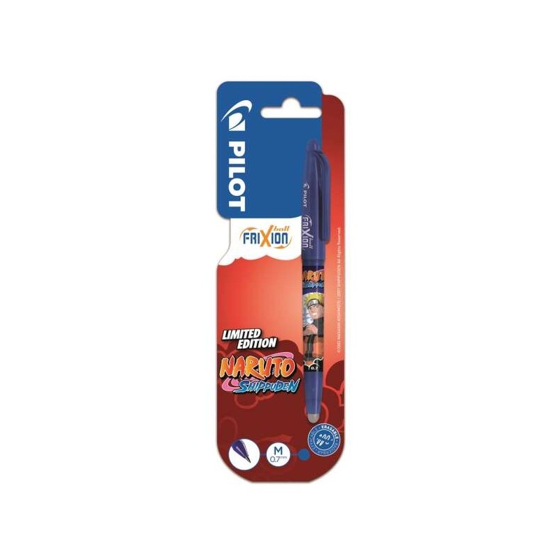 Pilot Frixion Ball Naruto Shippuden Penna gel cancellabile - Punta a sfera 0.7 mm - Tratto 0.4 mm - Grip Grip - Colore b