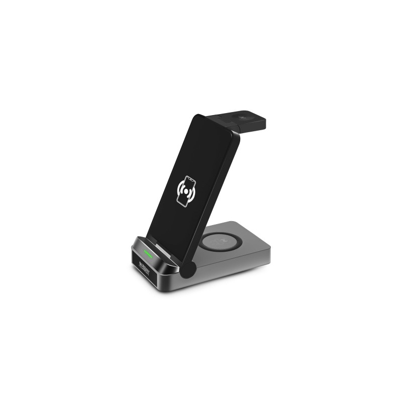 Urban Factory Powee Pro Caricabatterie wireless 3 in 1 con funzione stand 22.5W - Smartphone / Smartwatch / Cuffie - Ner