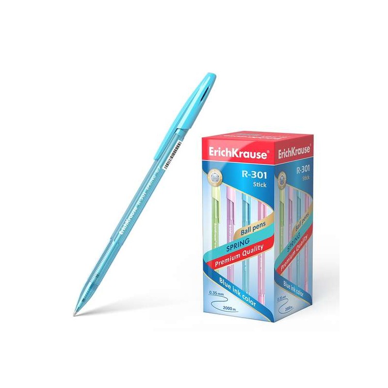 Penna a sfera a molla Erichkrause R-301 - Pennino da 0.7 mm - Fusto traslucido in colori assortiti - Inchiostro ad asciu