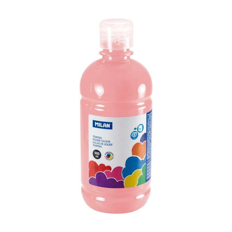 Bottiglia di tempera Milano 500ml - Tappo dosatore - Asciugatura rapida - Miscelabile - Colore: Rosa pallido