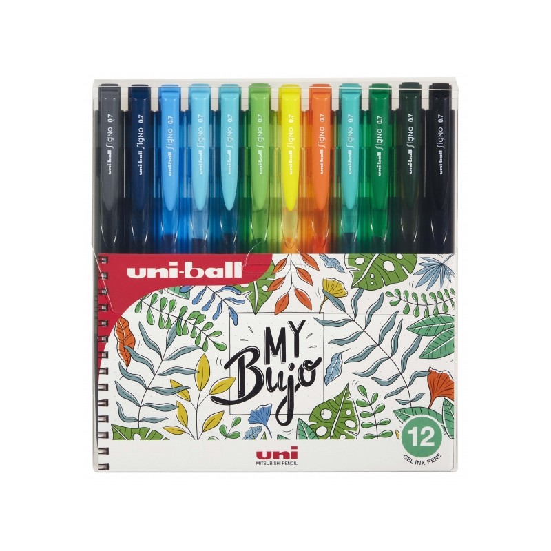 Uni-ball Signo RT1 UMN-155N Set di 12 penne a sfera retraibili - Punta a sfera 0.7 mm - Inchiostro gel potenziato - Impu