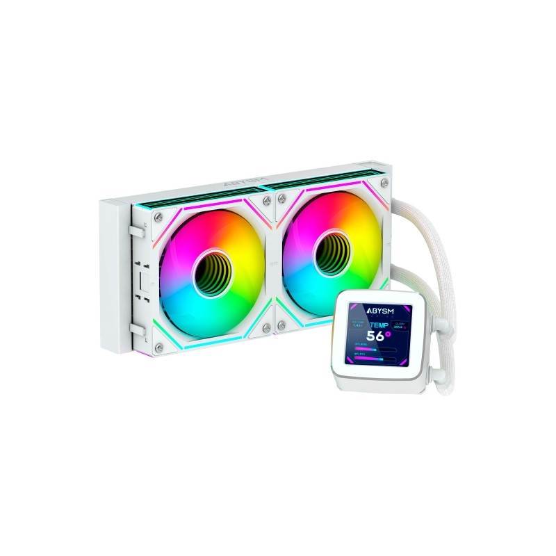 Kit di raffreddamento a liquido Abysm Oceanic LCD 240 ARGB - 2 ventole da 120 mm - Illuminazione ARGB - Display LCD da 2