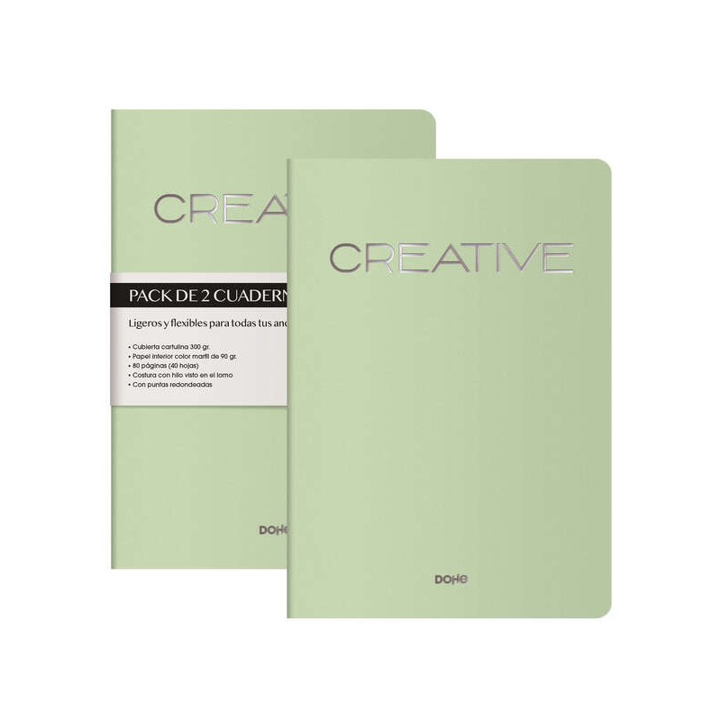 Dohe Creative Notebook Quaderno A4 40 fogli a righe - Carta tamponata 90 g/m2 - Copertina in cartoncino 300g/m2 - Colore