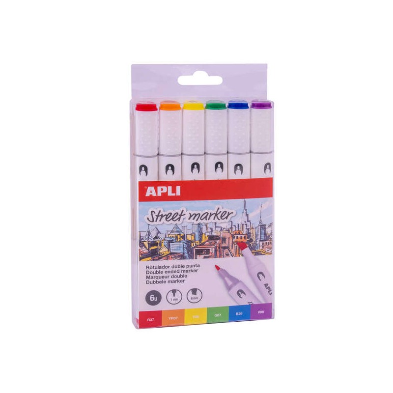 Apli Street Markers - Punte da 1 mm e 6 mm - Inchiostro a base di alcol - Multifunzionale per disegnare. dipingere e col