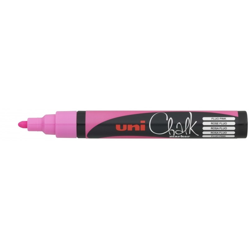 Marcatore a gesso liquido Uni-ball PWE-5M - Punta conica 1.8-2.5 mm - Cancellabile - Resistente alla pioggia - Colore ro