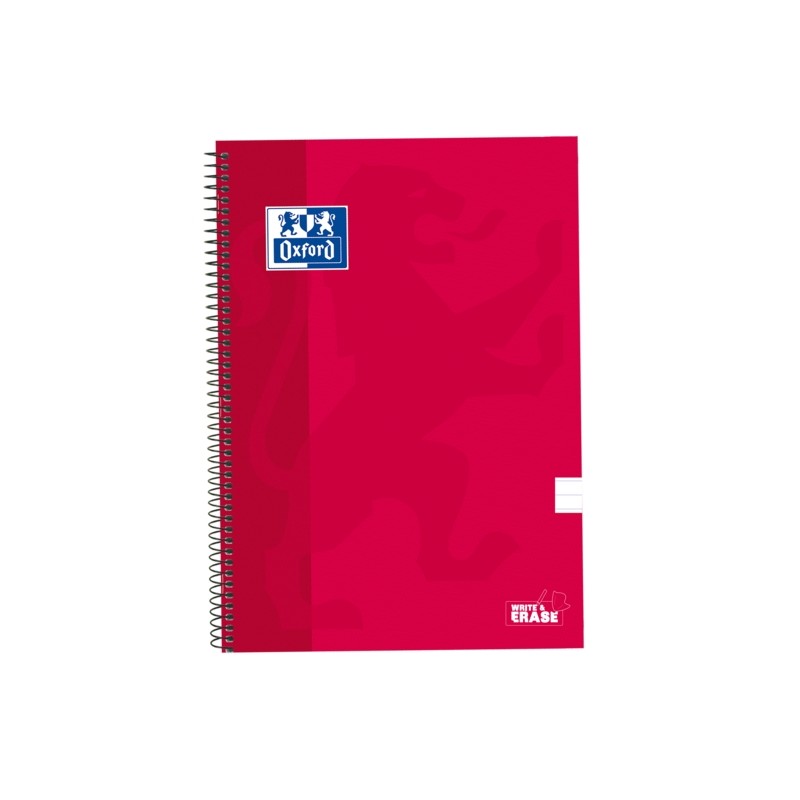 Oxford School Classic Spiral Notebook Rilegato a spirale WriteeErase - Folio 1 con margine - 80 fogli - Rosso
