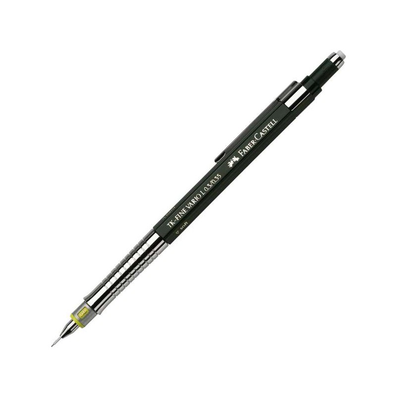 Faber-Castell TK-Fine Vario L Matita meccanica HB 0.35mm - Con gomma - Clip in metallo - Colore verde