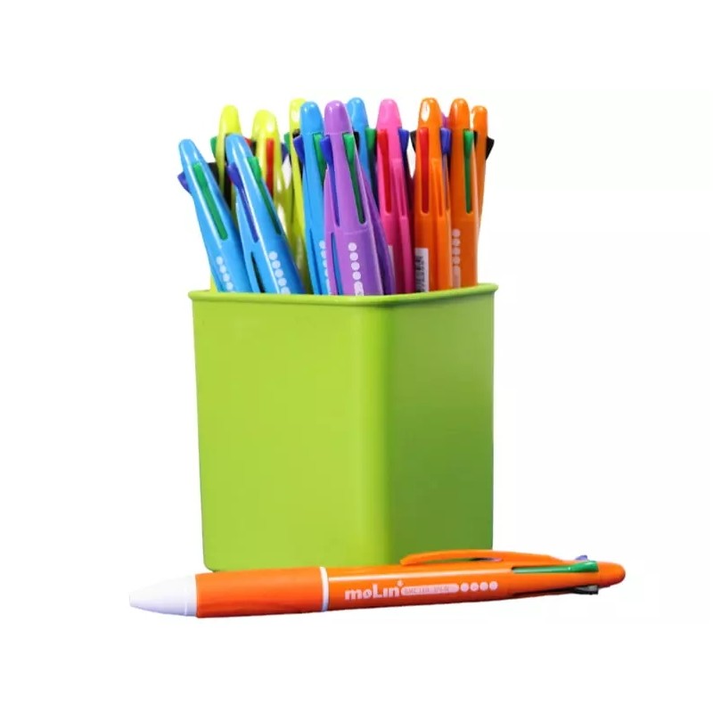 Molin Confezione da 25 penne a sfera retraibili a 4 colori - Penna a sfera media - Inchiostro a base di olio - Fusto di 