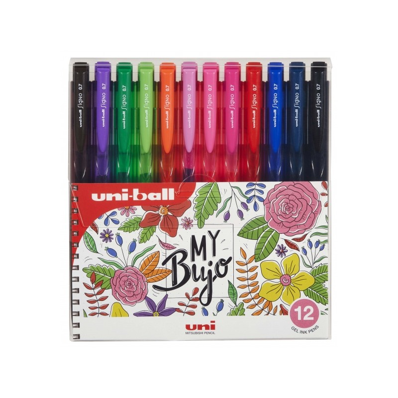 Uni-ball Signo RT1 UMN-155N Set di 12 penne a sfera retraibili - Punta a sfera 0.7 mm - Inchiostro gel potenziato - Impu