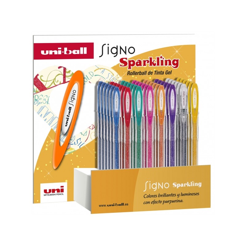 Uni-ball Signo Sparkling Display di 48 penne a inchiostro gel - Punta a sfera da 1 mm - Inchiostro pigmentato resistente