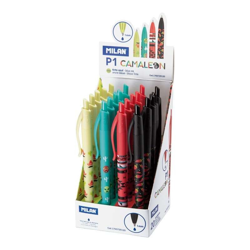 Penna a sfera retrattile Milan P1 Camaleon - Tonda da 1 mm - Fusto in colori assortiti - Inchiostro blu