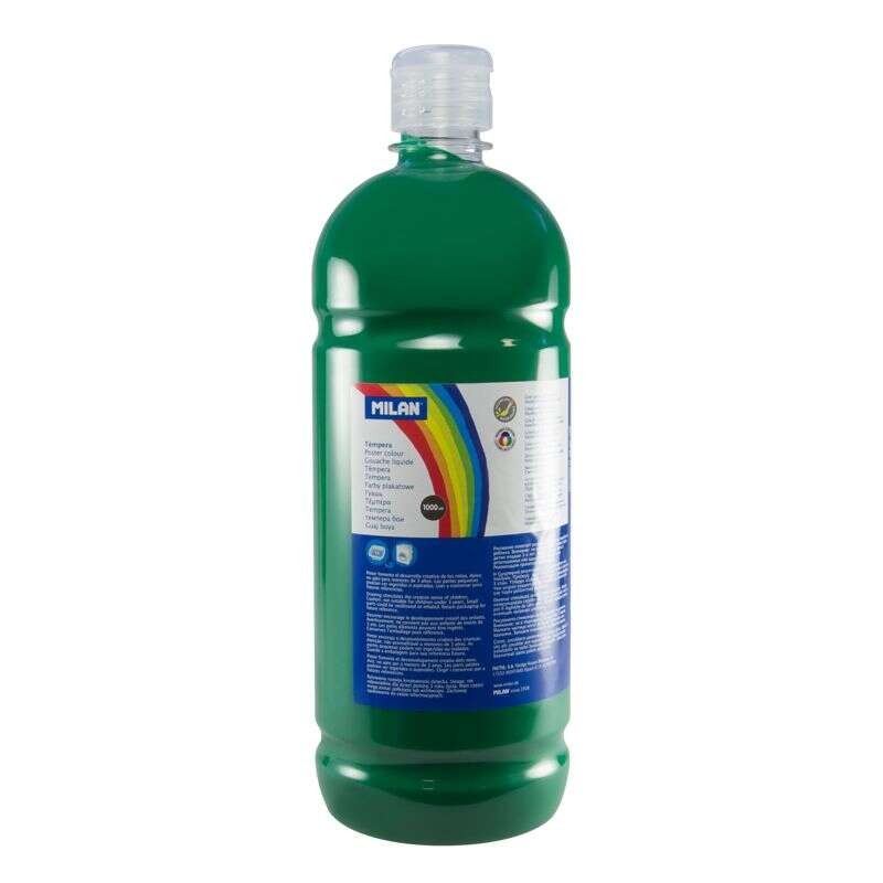 Bottiglia di tempera Milano 1000ml - Tappo dosatore - Asciugatura rapida - Miscelabile - Colore verde scuro