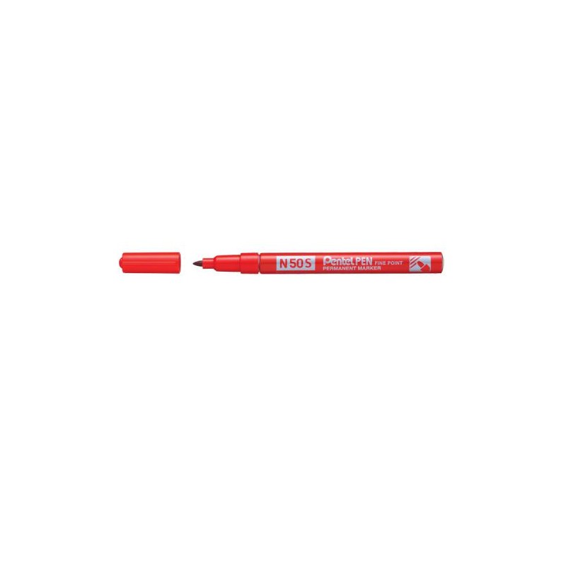 Pentel Pen N50S Marcatore permanente - Punta fine 3.18 mm - Resistente all'acqua e alla luce - Rosso