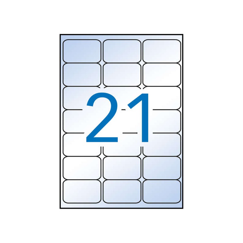 Apli Confezione da 210 etichette trasparenti 63.5 x 38.1 mm - 10 fogli per 21 etichette - Adesivo permanente - Bordi smu