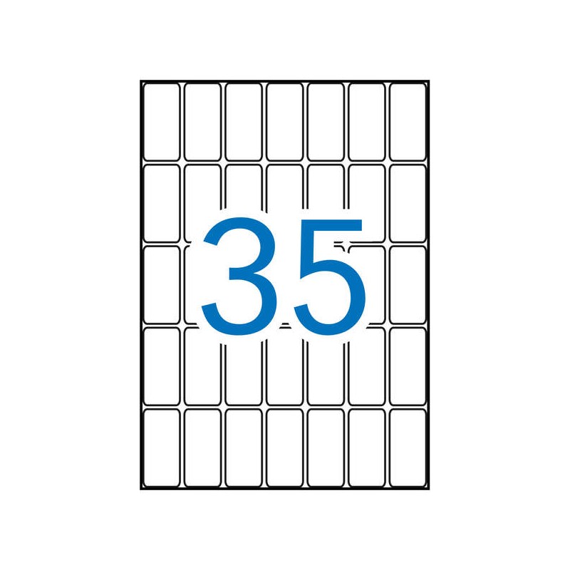 Apli Confezione da 525 etichette rettangolari 18x40mm - 15 fogli A5 per 35 etichette - Adesivo permanente - Bordi smussa