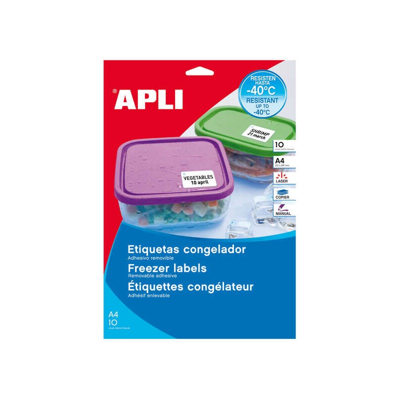 Apli Etichette bianche speciali per congelatori 63.5 x 33.9 mm 10 fogli
