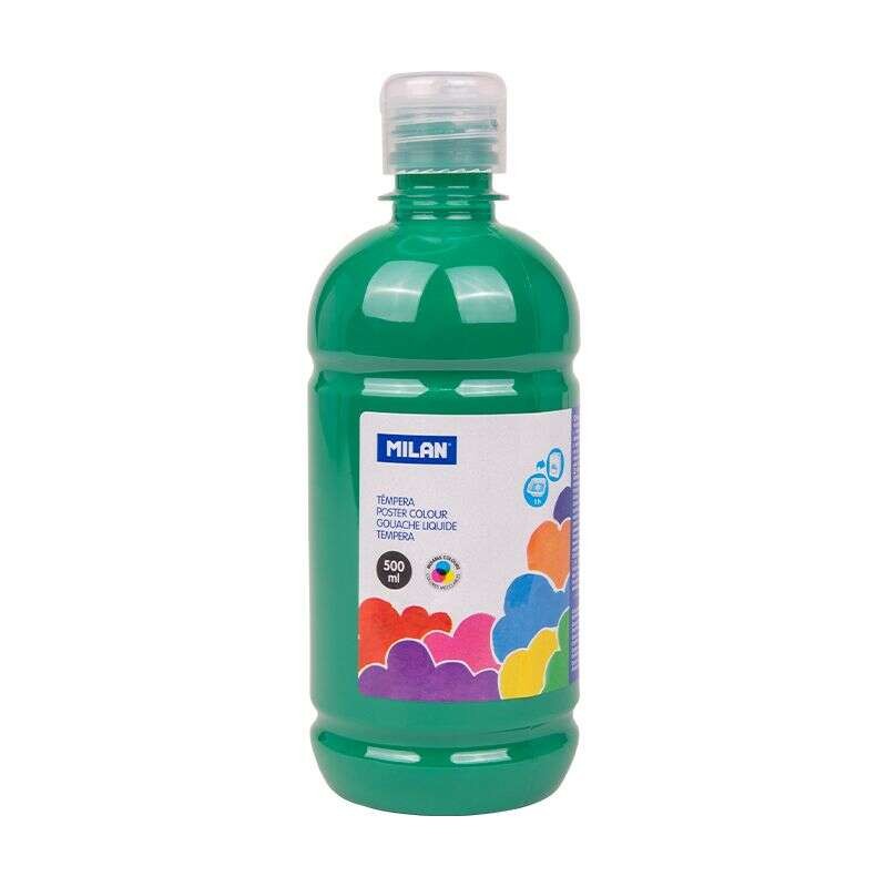 Bottiglia di tempera Milano 500ml - Tappo dosatore - Asciugatura rapida - Miscelabile - Colore verde scuro