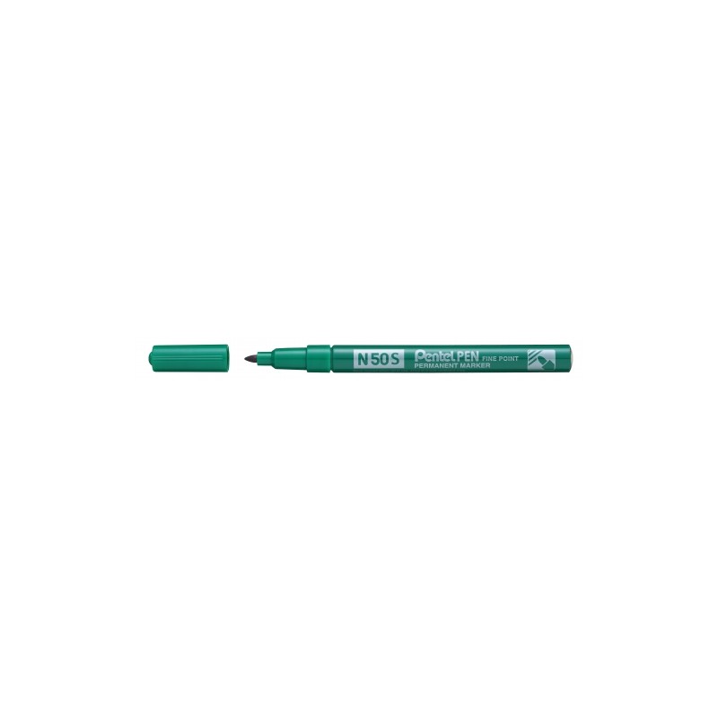 Pentel Pen N50S Marcatore permanente - Punta fine 3.18 mm - Resistente all'acqua e alla luce - Colore verde