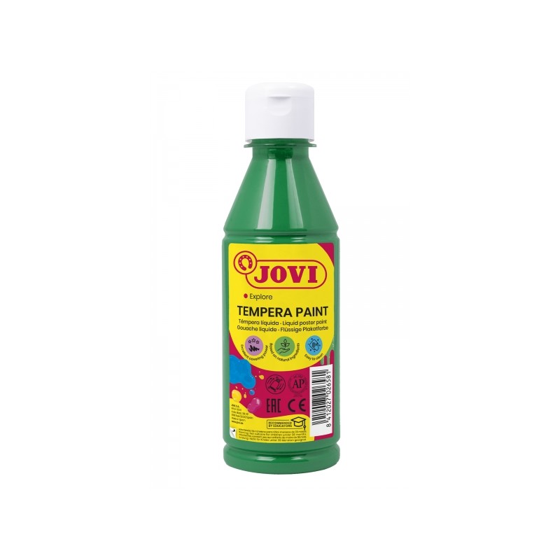 Jovi Tempera Paint Tempera liquida 250ml - A base d'acqua - Pronta all'uso - Alto potere coprente - Asciugatura rapida -