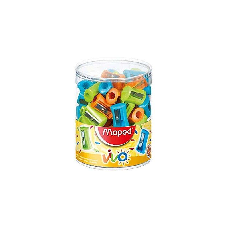 Maped Vivo Temperamatite in plastica con 1 foro - Lama in acciaio affilata e resistente - Colori assortiti