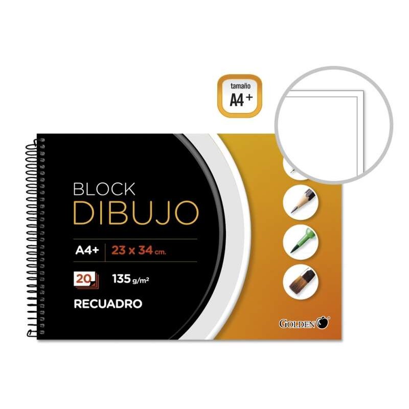 Golden Sketchbook A4+ con 20 fogli - Carta da 135gr - Scatola interna formato A4