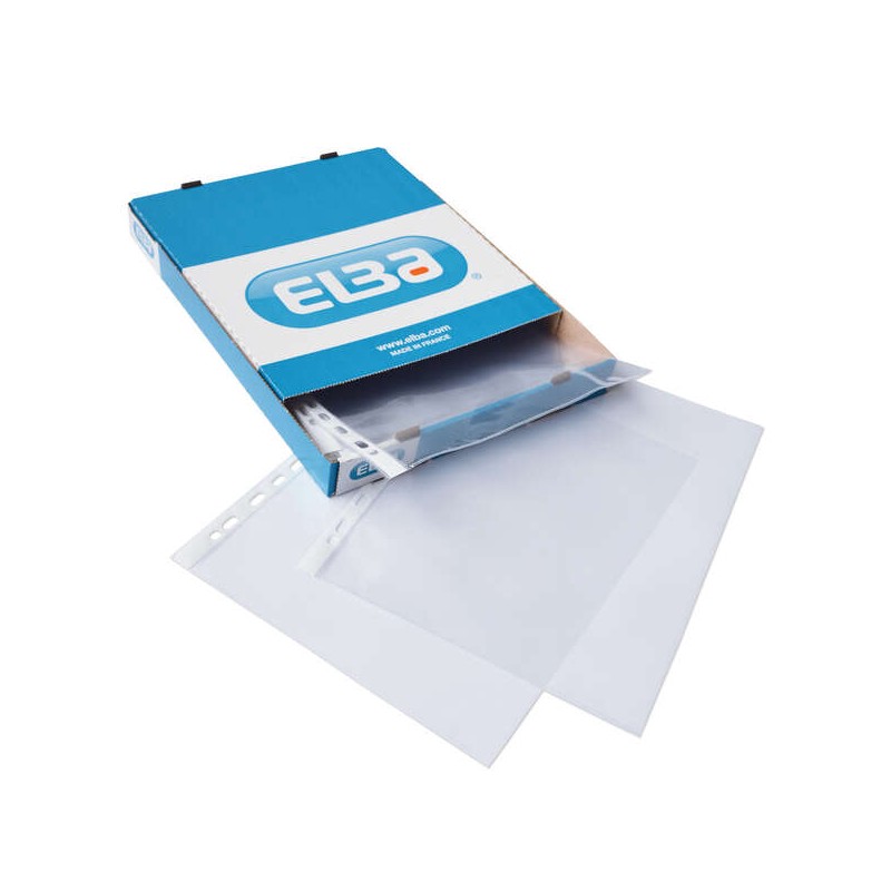 Elba Confezione da 100 Manicotti Multidrill PP 70 Micron - Formato A4 - Finitura cristallo - Trasparente
