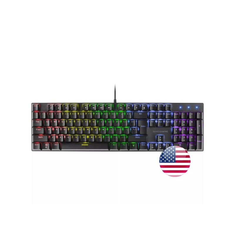 Tastiera da gioco Mars Gaming MK422 - Interruttori meccanici antipolvere - Tasti antipolvere - Illuminazione RGB - Chip 