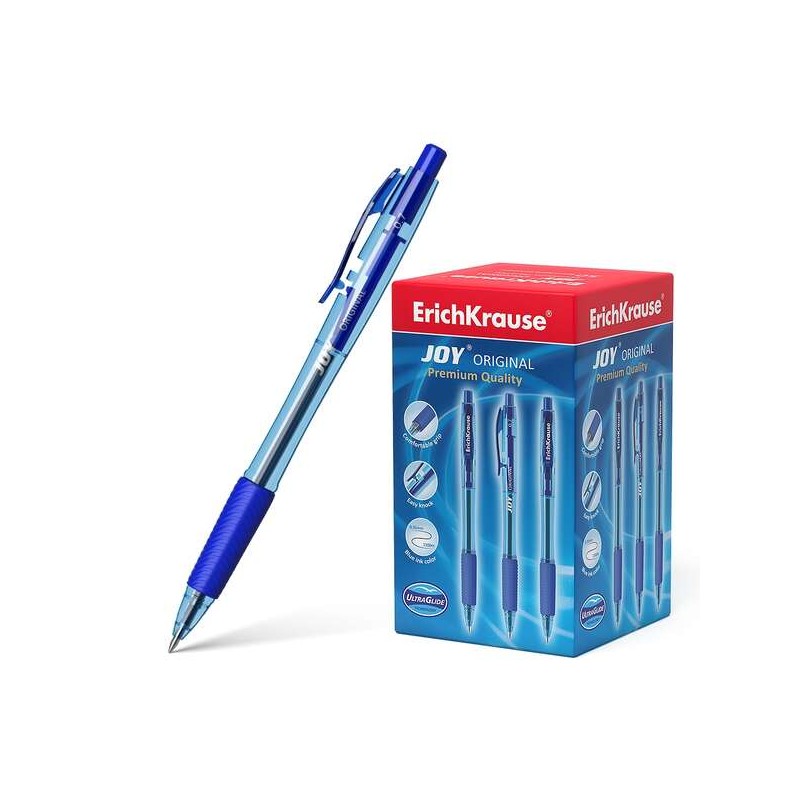 Penna a sfera automatica Erichkrause Joy Original - Tecnologia Ultra Glide - Fusto rotondo traslucido - Pennino da 0.7 m