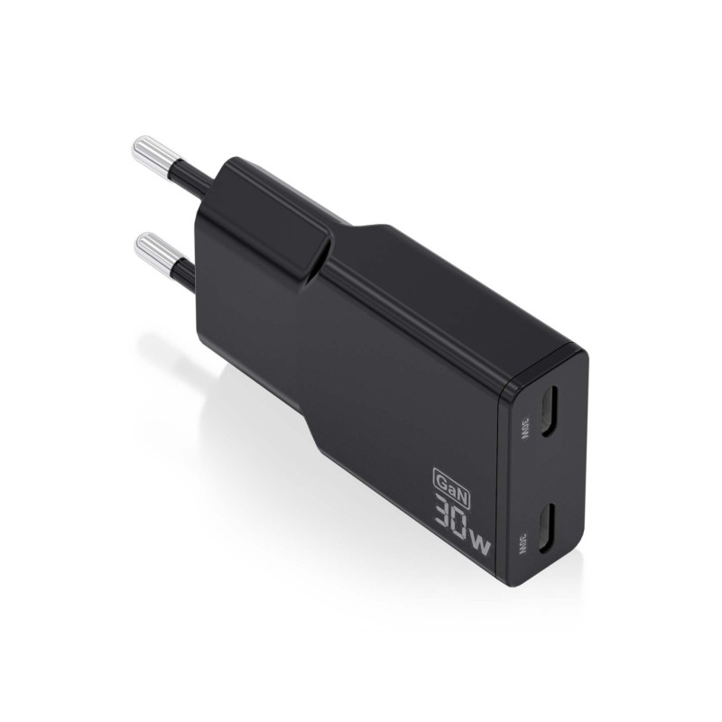 Caricabatterie Aisens Ultra Slim GaN 30W - 2xUSB-C PD3.0 QC4.0 - Colore nero