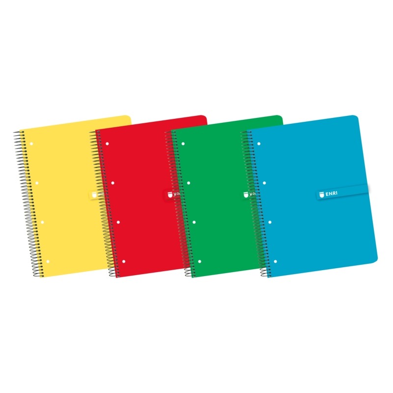 Enri A4+ Europeanbook - Copertina rigida - Spirale di alta qualità - 120 fogli di carta a griglia 5x5 - Colori assortit