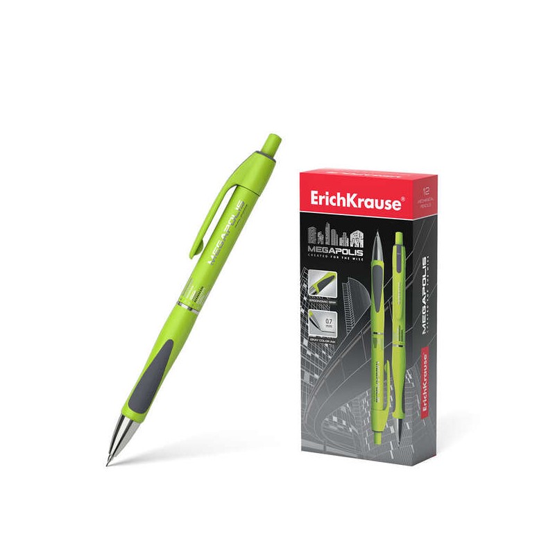 Erichkrause Megapolis Concept Matita Meccanica 0.7 mm HB - Fusto rotondo con clip - Impugnatura ergonomica - Per mina da