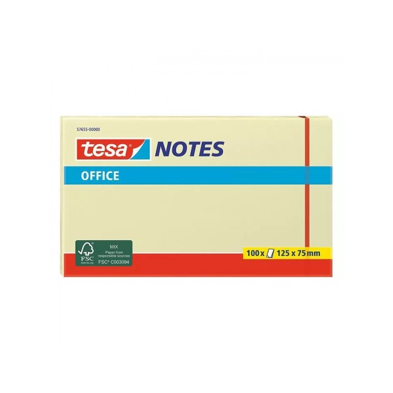 Tesa Notes Blocco di 100 foglietti adesivi 125x75 mm - Senza solventi - Ricaricabile - Colore giallo