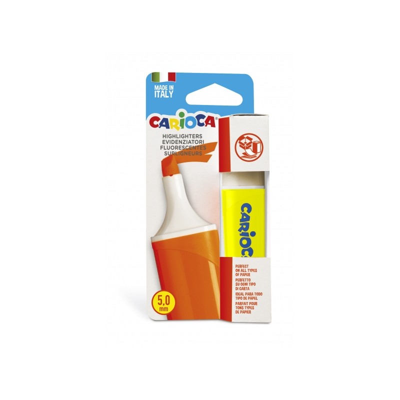 Evidenziatore Carioca Memolight - Colore lucido lavabile - Inchiostro a base d'acqua - Punta smussata - Colore giallo