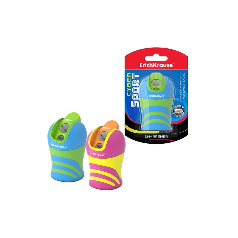 Erichkrause Cyber Sport Temperamatite con 2 fori e serbatoio - Fori da 8 mm e 11 mm - Colori assortiti