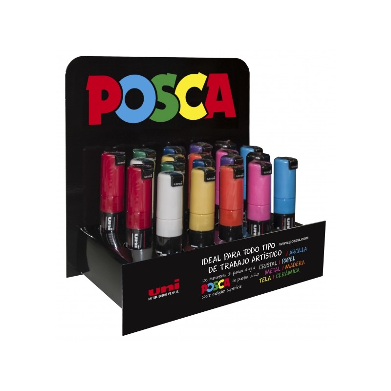 Posca PC-8K Display da 20 pennarelli - Acrilico punta smussata 8 mm - Non permanente - Ideale per segnaletica e decorazi